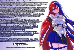  alear_(fire_emblem) blue_eyes blue_hair blue_skirt breasts caption caption_only clothed enemy_conversion female_only femdom fire_emblem fire_emblem_engage gradient_background gradient_text looking_at_viewer manip miney_(manipper) multicolored_eyes multicolored_hair nintendo pov pov_sub red_eyes red_hair skirt sleep_command text thick_thighs thighhighs thighs wholesome 