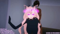 3d animal_ears animated animated_gif bodysuit control_indicator drool glowing_eyes hair_ornament halo happy_trance koikatsu! latex maledom malesub netorare nicole_demara p-san pink_eyes pink_hair rubber sex smile text tight_clothing twintails watermark wide_hips zenless_zone_zero