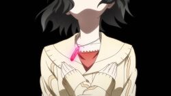    animated ass black_hair blue_eyes breasts collarbone corruption empty_eyes expressionless femsub gloves helmet looking_at_viewer magical_girl miku_kohinata navel necklace nude official senki_zesshou_symphogear short_hair sound tagme tech_control thighs transformation video 
