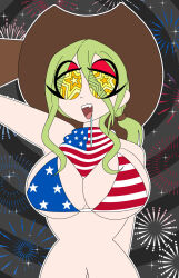  blonde_hair breasts drool femsub flag_bikini happy_trance large_breasts long_hair miss_naddy the_100_girlfriends_who_really,_really,_really,_really,_really_love_you unusual_pupils zombi62 