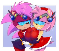 amy_rose antenna blush breast_press breasts female_only femsub furry happy_trance hecticarts hedgehog_girl hypnotic_accessory large_breasts multiple_girls multiple_subs pink_hair ring_eyes short_hair smile sonia_the_hedgehog sonic_boom sonic_the_hedgehog_(series) sonic_underground sub_on_sub symmetrical_docking tech_control