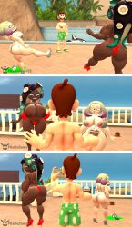 ass ass_focus aware bare_breasts bare_legs bare_shoulders barefoot bikini bikini_bottom bikini_top body_control breasts camera female_only femsub high_heels living_costume luigi marina_(splatoon) multiple_girls multiple_subs nintendo nude pearl_(splatoon) pikachugamer52 posed posing pussy splatoon splatoon_2 splatoon_3 super_mario_bros. thong