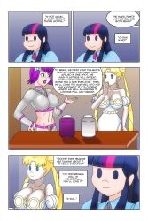 bare_shoulders blue_eyes bow cleavage comic crossover doll doll_joints dress equestria_girls facial_markings femdom femsub freckles hair_buns kimberly_smith_(daveyboysmith9) large_breasts long_hair midriff multicolored_hair my_little_pony original princess purple_eyes purple_hair purple_lipstick sailor_moon sailor_moon_(series) short_hair smile story text twilight_sparkle twintails wadevezecha western