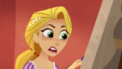 animated blonde_hair disney dress expressionless femdom femsub freckles glowing_eyes long_hair magic open_mouth ponytail princess rapunzel sound tangled trigger very_long_hair video voice_acted whitewash_eyes