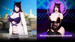  3d animal_ears arcrad before_and_after bimbofication black_hair black_lipstick blake_belladonna brain_drain breast_expansion breasts cleavage collar curvy female_only femsub gloves instant_loss large_breasts large_lips latex lip_expansion long_hair opera_gloves rwby solo thighhighs transformation wide_hips yellow_eyes 