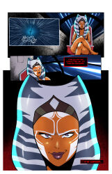  absurdres ahsoka_tano alien bare_legs bare_shoulders barefoot blue_eyes breasts chair comic crossed_legs darth_maul english_text evil_smile eye_color_change legs mesiasart multicolored_eyes nude possessionhub red_eyes sitting smile star_wars tagme text thighs 