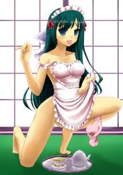 altered_perception apron bottomless bubble_dream drool empty_eyes idpet_(manipper) maid maid_headdress manip naked_apron nude panties topless underwear urination