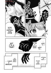 aphrodisiac artist_request character_request corruption demon_girl empty_eyes femsub heart huge_breasts licking long_hair magic monochrome priest short_hair tagme tongue translated yuusha-kun_wa_tabidatenai