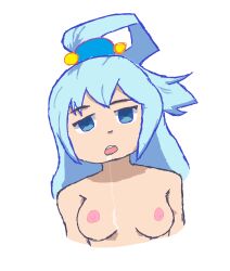  aqua_(konosuba) blue_hair breasts empty_eyes expressionless fm400 goddess nude 