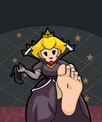  animated animated_gif barefoot blonde_hair breasts crown feet femdom foot_focus gloves hypnotic_feet jewelry large_breasts looking_at_viewer nintendo paper_mario paper_mario:_the_thousand_year_door possession pov pov_sub princess princess_peach shadow_queen super_mario_bros. text 