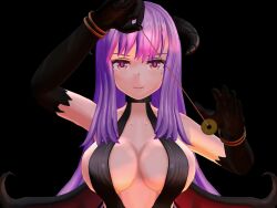 3d animated bracelet coin consensual demon_girl dress female_only femdom gloves horns long_hair mmd mole opera_gloves pendulum pov_sub purple_eyes purple_hair smile smirk solo succubus tenderword_(manipper) video wings