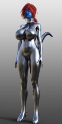3d alien blue_skin breasts collar female_only fembot femsub graybot high_heels kassidy_(medrifogmatio) large_breasts original red_hair robot robotization solo tail tech_control theheckle whitewash_eyes
