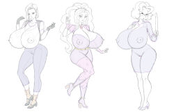  adagio_dazzle android_18 arabatos breasts crossover disney dragon_ball equestria_girls furry goof_troop greyscale high_heels huge_breasts hyper_breasts long_hair ms_pennypacker my_little_pony preview short_hair simple_background sketch unaware western white_background 