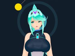  3d animated animated_gif blue_eyes blue_hair dazed female_only femsub hair_ornament heavy_eyelids koikatsu! lunastra nintendo pneuma_(xenoblade) swimsuit xenoblade_chronicles xenoblade_chronicles_2 