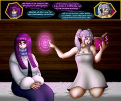 adekvatx before_and_after bimbofication breast_expansion english_text female_only femsub fern_(frieren:_beyond_journey's_end) frieren frieren:_beyond_journey's_end huge_breasts huge_lips huge_nipples long_hair multiple_girls nude spiral_eyes standing_at_attention text topless transformation