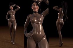  3d animated ass black_hair bodysuit bouncing_breasts breasts drool eye_roll female_only femsub hand_on_hip happy_trance high_heels hypnotized_walking latex leotard long_hair multiple_views nightmare_fuel nipples ponytail sage_(valorant) saluting solo tagme valorant video zsnack 
