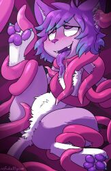  brain_injection furry heart heart_eyes kaitty_(kaittycat) kaittycat long_tongue malesub multicolored_hair non-human_feet open_mouth original tail tentacles tongue tongue_out 