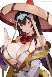  bikini_top brown_hair confused fate/grand_order fate_(series) female_only femsub hat jewelry large_breasts long_hair manip orotherthen_(manipper) pendulum ring_eyes toridamono xuanzang 