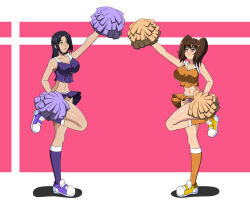 absurdres black_hair brown_hair cheerleader cleavage diane_(the_seven_deadly_sins) dlobo777 empty_eyes female_only femsub happy_trance merlin_(the_seven_deadly_sins) purple_eyes sneakers the_seven_deadly_sins twintails yellow_eyes