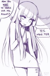  barcode breasts cables drool empty_eyes erect_nipples femsub greyscale happy_trance hime_cut kinkyloli loli long_hair monochrome open_mouth original sketch small_breasts smile tattoo tech_control text tongue tongue_out 