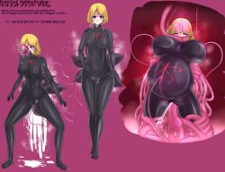  absurdres amigurumi arms_behind_back ashley_graham blonde_hair body_markings bodysuit brain brain_injection breast_expansion breasts breath cameltoe capcom censored corruption empty_eyes erect_nipples_under_clothes eyeshadow face_paint female_only femsub happy_trance japanese_text latex multiple_views navel_penetration navel_piercing parasite pink_background pregnant pussy_juice red_eyes resident_evil resident_evil_4 rubber short_hair simple_background smile solo spread_legs standing tentacle_in_mouth tentacle_sex tentacles text tight_clothing vaginal 