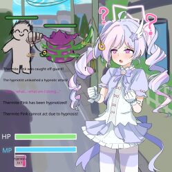  absurdres ahoge analog_etc blue_archive blush coin confused drill_hair english_text femsub gameplay_mechanics hair_ornament hard_translated loli long_hair maledom multicolored_hair pendulum pink_hair reisa_(blue_archive) spiral_eyes symbol_in_eyes text translated twintails 
