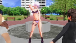 3d antenna aware belt blue_eyes blush body_control boots bra brown_hair business_suit collar crown dialogue glasses hitori humiliation jewelry multiple_girls original panties posed purple_eyes purple_hair remote_control short_hair tech_control text underwear undressing unhappy_trance