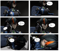 black_hair femsub sleep_command sleeping whateverdude19 whitewash_eyes zenless_zone_zero zhu_yuan