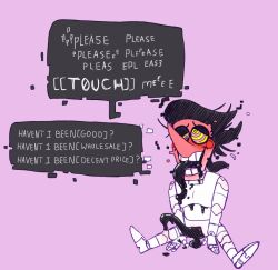 begging blush deltarune happy_trance heavy_eyelids impodicko male_only malesub non-human_penis penis_tentacle ring_eyes solo spamton text tongue tongue_out unfocused_eyes