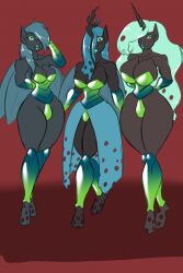  arms_behind_back ass_grab breasts corruption corset femdom femsub furry green_lipstick hair_covering_one_eye horns huge_breasts mccrazy my_little_pony princess_celestia queen_chrysalis rainbow_dash tagme thong wings 
