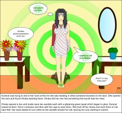  black_hair breasts dialogue empty_eyes femsub kurenai_yuhi large_breasts long_hair nabs001 naruto_(series) sandals spiral text 
