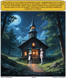 aether_foundation aether_foundation_employee ai_art black_hair blue_hair dark_skin devianbar dialogue large_breasts nintendo pokemon short_hair team_galactic team_hypno text