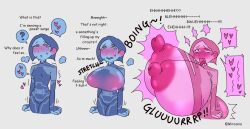  ass_expansion before_and_after bimbofication blue_hair blue_skin blush bodysuit breast_expansion breasts dialogue erect_nipples eye_roll female_only femsub halo_(series) heart heart_eyes huge_breasts hyper_breasts large_breasts mind_break mirconia open_mouth pink_hair pink_skin robot robot_girl simple_background sweat symbol_in_eyes tech_control text tongue tongue_out torn_clothes unfocused_eyes weapon_(halo) white_background 