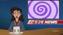  animated animated_gif breasts brown_hair bunnicula earrings expressionless female_only femsub jewelry long_hair open_mouth screencast spiral spiral_eyes symbol_in_eyes western 