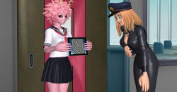 3d bobboxbody camie_utsushimi femdom femsub horns mina_ashido my_hero_academia pink_skin