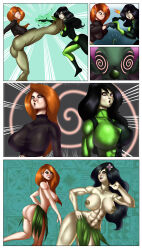  comic disney femsub green_hair happy_trance hula_girl kim_possible kim_possible_(series) large_ass large_breasts lilo_and_stitch maledom multiple_girls multiple_subs red_hair shego smile spiral_eyes swirly symbol_in_eyes tomo86 topless 