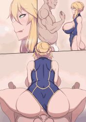  animated animated_gif artoria_pendragon artoria_pendragon_(lancer) ass blonde_hair breasts fate/grand_order fate_(series) femsub green_eyes happy_trance heterosexual hypnotic_tattoo large_breasts maledom metal_owl milf netorare open_mouth saber sex tattoo tongue tongue_out 