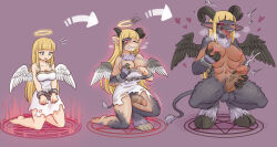  angel bare_legs barefoot before_and_after black_sclera breasts corruption cum demon drool erection feet furry futa_only futanari futasub glowing glowing_eyes halo handcuffs happy_trance hooves horns legs magic magic_circle masturbation mokushi-c3 multiple_breasts non-human_feet open_mouth orgasm penis red_eyes tail tail_growth tongue tongue_out torn_clothes transformation wings 