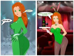 3d ass before_and_after breasts bunnysuit cleavage comic cuffs empty_eyes femsub forced_employee large_breasts latinkaixa long_hair sam text totally_spies tray waitress 