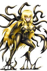 absurdres blonde_hair breasts cleavage erect_nipples female_only high_heels large_breasts navel original pussy rikatsuky symbiote yellow_eyes