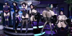  3d ass_expansion bimbofication breast_expansion corruption dc_comics female_only femsub fortnite goth hoebo24 multicolored_hair raven short_hair super_hero transformation 