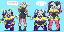  breast_expansion breasts cheeks female_only femsub huge_breasts jester prinnydood tagme text transformation unfocused_eyes 