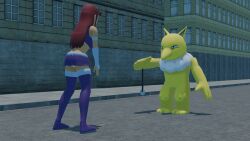  3d alien_girl bare_shoulders black_eyes clothed_exposure crossover dc_comics femsub from_behind gmod hypno hypnobrother leaning_forward long_hair nintendo outdoors pendulum pokemon pokemon_(creature) pokemon_red_green_blue_and_yellow red_eyes red_hair skirt standing starfire super_hero teen_titans thighhighs yellow_skin 