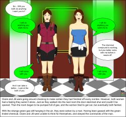 brown_hair claire_redfield dialogue femsub jill_valentine multiple_girls multiple_subs nabs001 resident_evil text