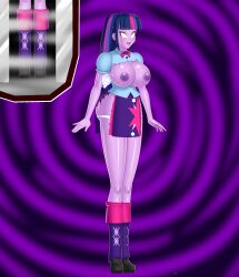  bluebullpen breasts discolored_nipples equestria_girls female_only femdom femsub happy_trance huge_breasts long_hair multicolored_hair my_little_pony purple_skin straight-cut_bangs torn_clothes transformation twilight_sparkle western whitewash_eyes 