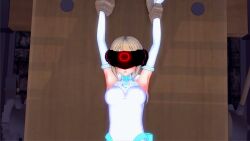  3d armpits arms_above_head bangs blush bow corruption female_only femsub gloves jewelry koikatsu! koimin4 leotard long_hair magical_girl naomi_(koimin4) open_mouth opera_gloves original restrained rope shoulder_pads solo tech_control visor 