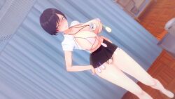  3d absurdres altered_common_sense black_hair blush breasts c_class censored cleavage collarbone condom condom_accessories erect_nipples female_only femsub hajx098 huge_breasts id_card koikatsu! milf necklace nurse original prostitution pussy short_hair short_skirt skirt solo standing standing_at_attention teacher thong used_condom 