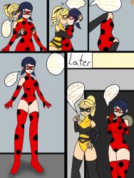 before_and_after blonde_hair blue_hair chloe_bourgeois comic dialogue diegosagiro femdom femsub happy_trance marinette_dupain-cheng miraculous_ladybug text yuri