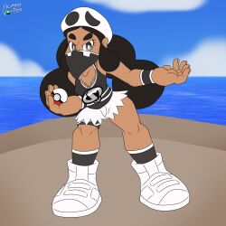  corruption dark_skin domedvortex female_only femsub hapu_(pokemon) necklace nintendo pokemon pokemon_sun_and_moon shoes shorts solo team_skull 