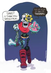 aware black_eyes boots flowey_(undertale) looking_at_viewer male_only malesub nightmare_fuel open_mouth papyrus_(undertale) skeleton sketch sugarkills text undertale unhappy_trance